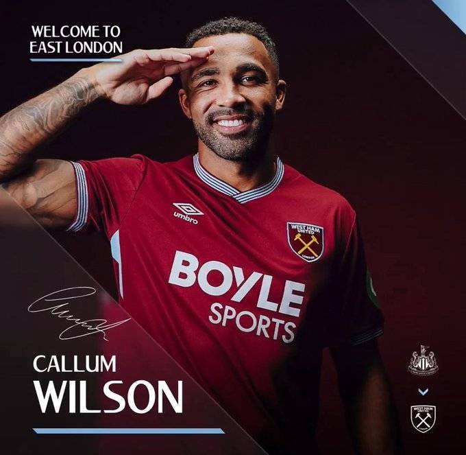 官方：西汉姆联免签纽卡斯尔前锋卡勒姆-威尔逊